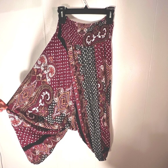 Pants - Boho Moroccan patchwork harem genie pants Middle Eastern style flowy size small